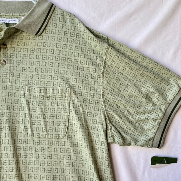 Michael Austin Golf Shirt Mens Size XL Vintage New All Over Print Green NWT - Picture 6 of 12